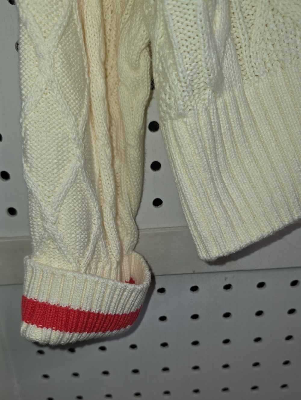 Lands' End Women's Cream Cable Knit Sweater with Pink Heart XL / 18 Drifter - Picture 4 of 6